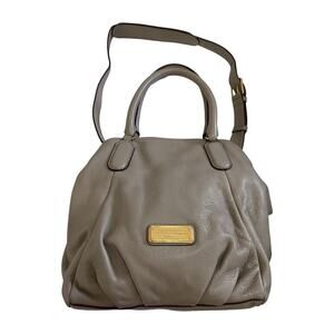 Marc Jacobs Electro Q Fran Pebble Leather‎ Satchel Crossbody Bag in Cement Gray